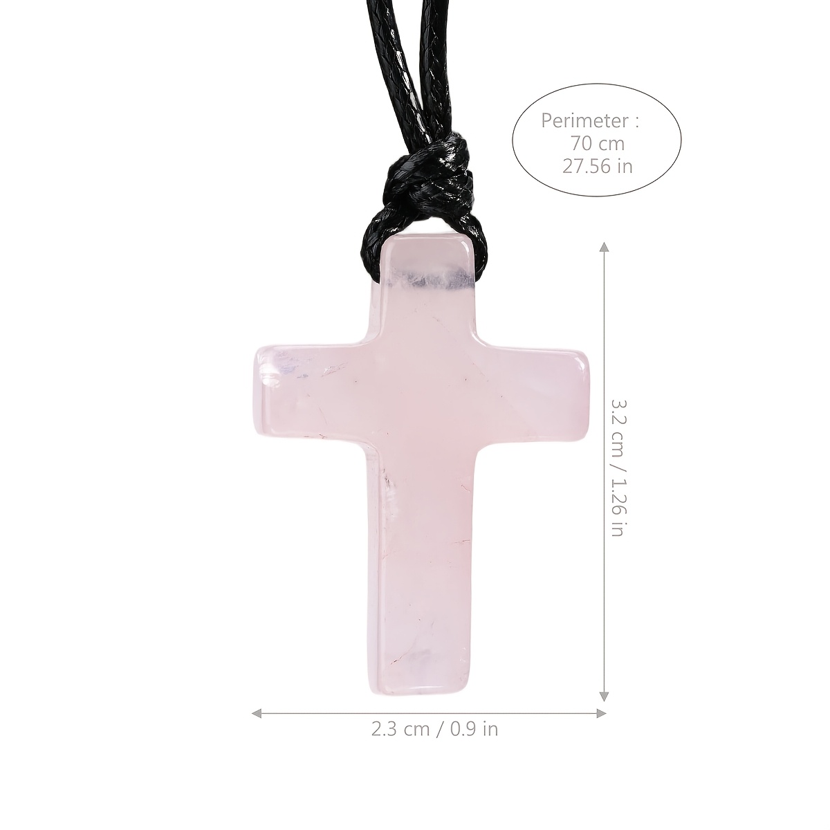 Rose Quartz Cross Pendant Necklace, Retro Style